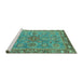 Sideview of Machine Washable Oriental Turquoise Traditional Area Rugs, wshabs3733turq