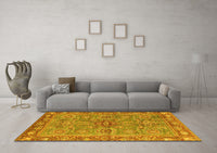 Machine Washable Oriental Yellow Traditional Rug, wshabs3733yw