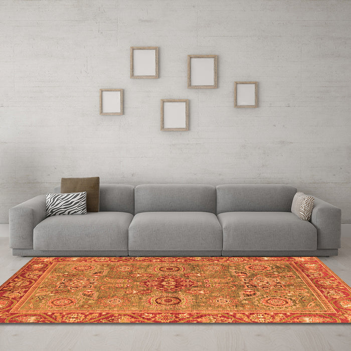 Machine Washable Oriental Orange Traditional Area Rugs in a Living Room, wshabs3733org