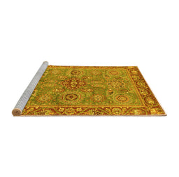 Sideview of Machine Washable Oriental Yellow Traditional Rug, wshabs3733yw