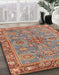 Abstract Camel Brown Oriental Rug in Family Room, abs3733