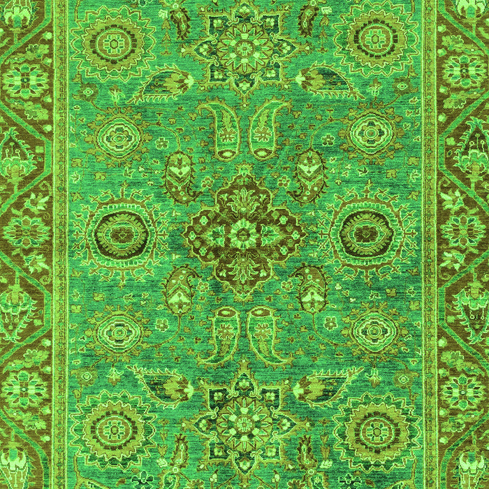 Machine Washable Oriental Green Traditional Area Rugs, wshabs3733grn
