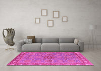 Machine Washable Oriental Pink Traditional Rug, wshabs3733pnk