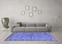 Machine Washable Oriental Blue Traditional Rug, wshabs3733blu