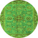 Round Oriental Green Traditional Rug, abs3733grn