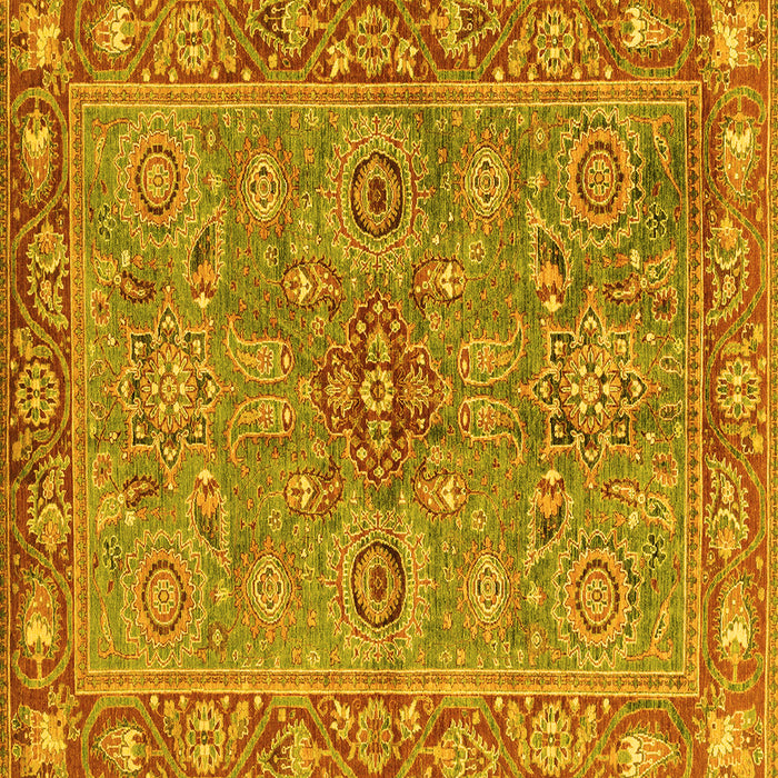 Square Machine Washable Oriental Yellow Traditional Rug, wshabs3733yw