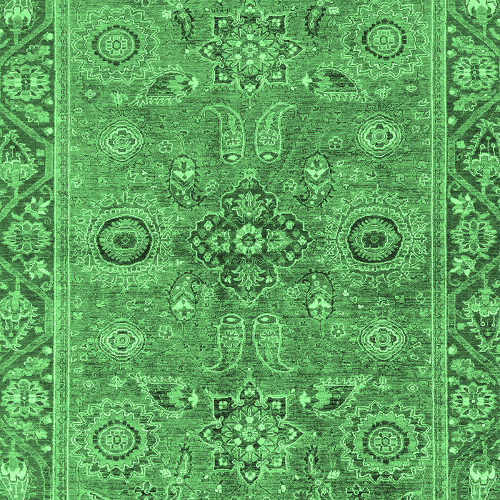 Machine Washable Oriental Emerald Green Traditional Area Rugs, wshabs3733emgrn