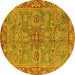 Round Oriental Yellow Traditional Rug, abs3733yw