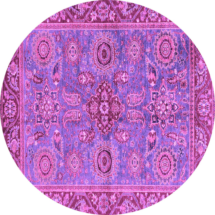 Round Machine Washable Oriental Purple Traditional Area Rugs, wshabs3733pur
