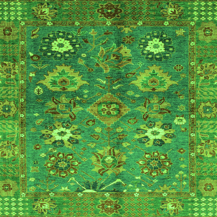 Square Oriental Green Traditional Rug, abs3734grn