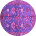 Round Machine Washable Oriental Purple Traditional Area Rugs, wshabs3734pur