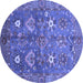 Round Oriental Blue Traditional Rug, abs3734blu