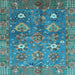 Square Machine Washable Oriental Light Blue Traditional Rug, wshabs3734lblu