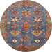 Round Abstract Chestnut Brown Oriental Rug, abs3734