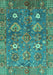 Machine Washable Oriental Turquoise Traditional Area Rugs, wshabs3734turq