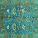 Square Machine Washable Oriental Turquoise Traditional Area Rugs, wshabs3734turq