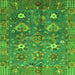 Square Machine Washable Oriental Green Traditional Area Rugs, wshabs3734grn