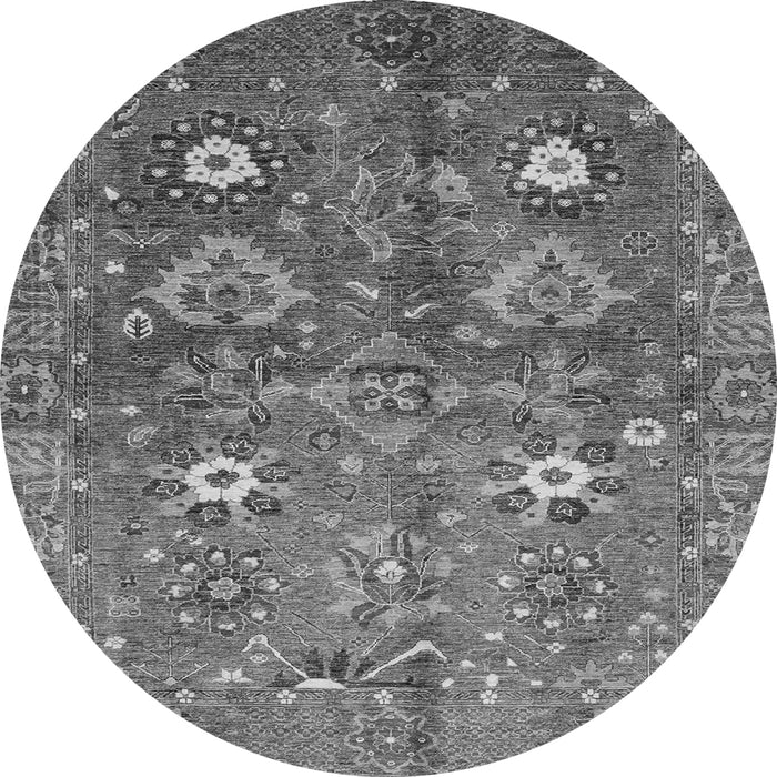 Round Machine Washable Oriental Gray Traditional Rug, wshabs3734gry