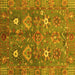 Square Machine Washable Oriental Yellow Traditional Rug, wshabs3734yw