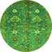 Round Oriental Green Traditional Rug, abs3734grn