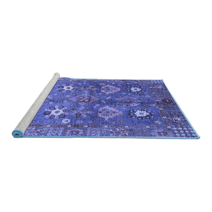 Sideview of Machine Washable Oriental Blue Traditional Rug, wshabs3734blu
