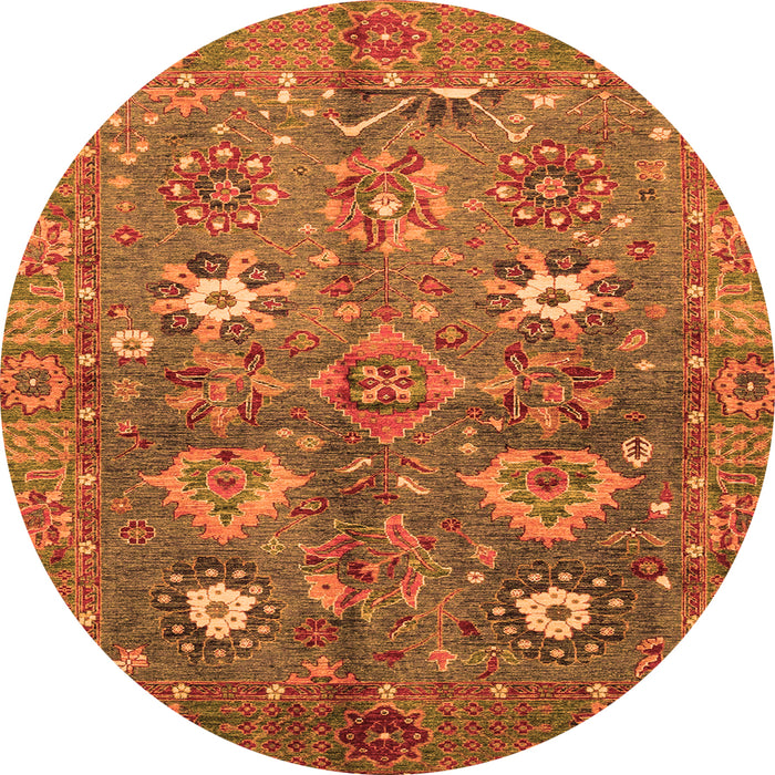 Round Oriental Orange Traditional Rug, abs3734org