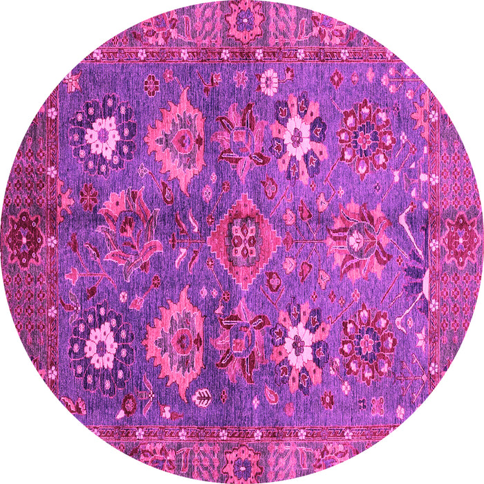 Round Machine Washable Oriental Pink Traditional Rug, wshabs3734pnk
