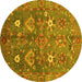 Round Oriental Yellow Traditional Rug, abs3734yw