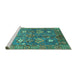 Sideview of Machine Washable Oriental Turquoise Traditional Area Rugs, wshabs3734turq