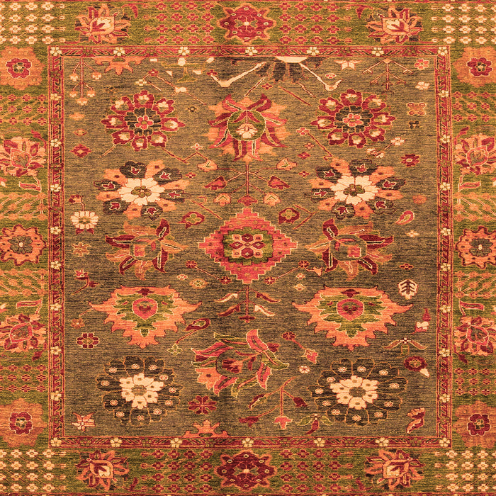 Square Oriental Orange Traditional Rug, abs3734org