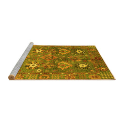 Sideview of Machine Washable Oriental Yellow Traditional Rug, wshabs3734yw