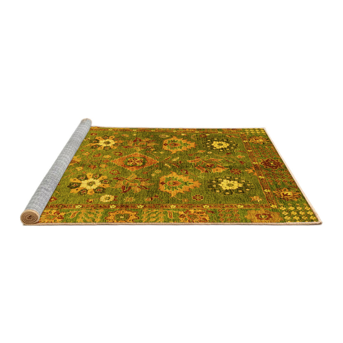 Sideview of Machine Washable Oriental Yellow Traditional Rug, wshabs3734yw