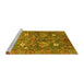 Sideview of Machine Washable Oriental Yellow Traditional Rug, wshabs3734yw