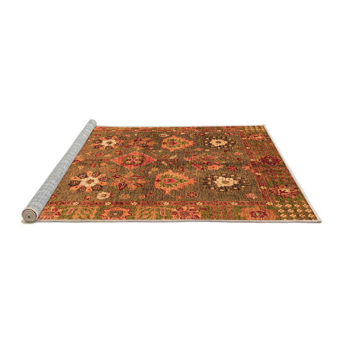 Sideview of Machine Washable Oriental Orange Traditional Area Rugs, wshabs3734org