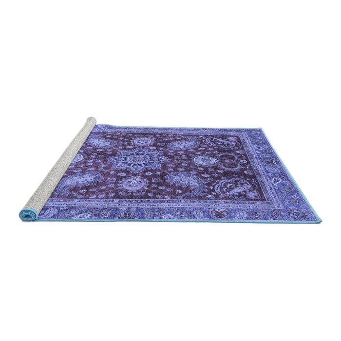 Sideview of Machine Washable Abstract Blue Modern Rug, wshabs3735blu