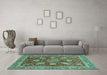 Machine Washable Abstract Turquoise Modern Area Rugs in a Living Room,, wshabs3735turq