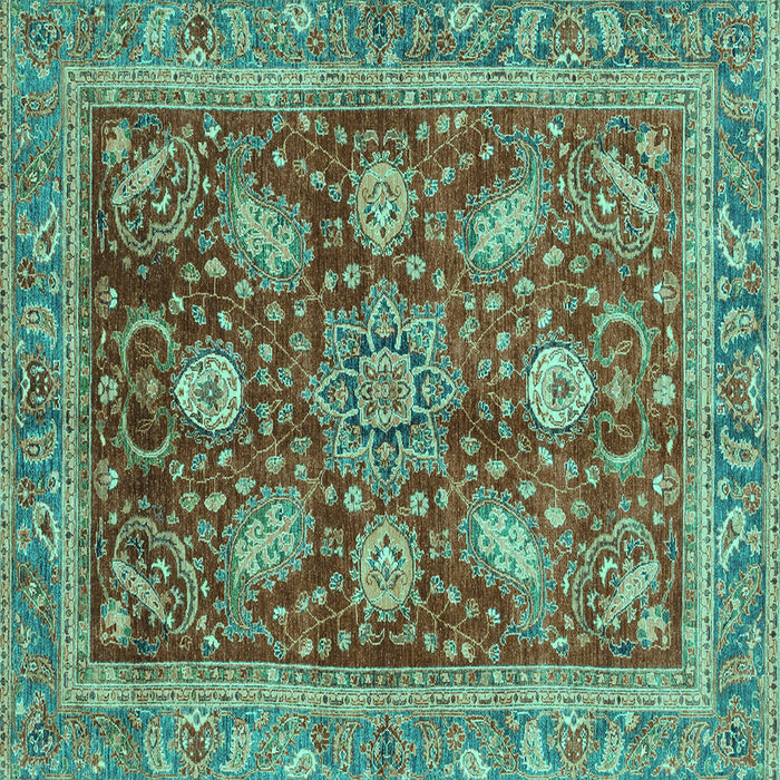 Square Abstract Turquoise Modern Rug, abs3735turq
