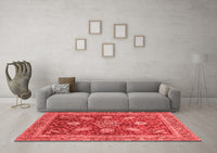 Machine Washable Abstract Red Modern Rug, wshabs3735red