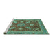 Sideview of Machine Washable Abstract Turquoise Modern Area Rugs, wshabs3735turq