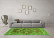 Machine Washable Abstract Green Modern Area Rugs in a Living Room,, wshabs3735grn