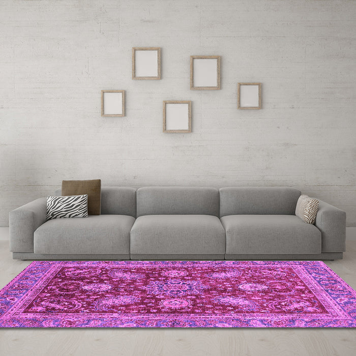 Machine Washable Abstract Purple Modern Area Rugs in a Living Room, wshabs3735pur