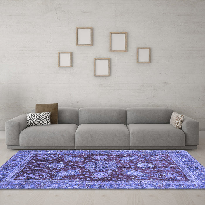 Machine Washable Abstract Blue Modern Rug in a Living Room, wshabs3735blu