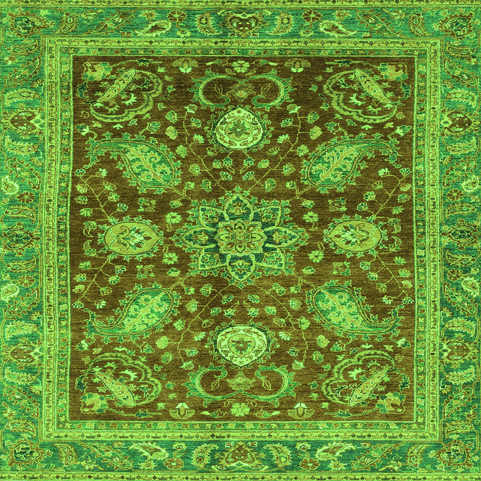 Square Abstract Green Modern Rug, abs3735grn