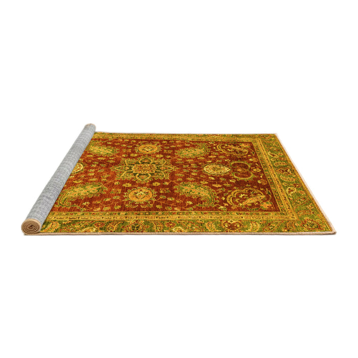 Sideview of Machine Washable Abstract Yellow Modern Rug, wshabs3735yw