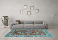 Machine Washable Abstract Light Blue Modern Rug, wshabs3735lblu