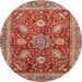 Round Machine Washable Abstract Light Copper Gold Rug, wshabs3735