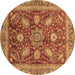 Round Abstract Brown Modern Rug, abs3735brn