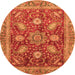 Round Abstract Orange Modern Rug, abs3735org