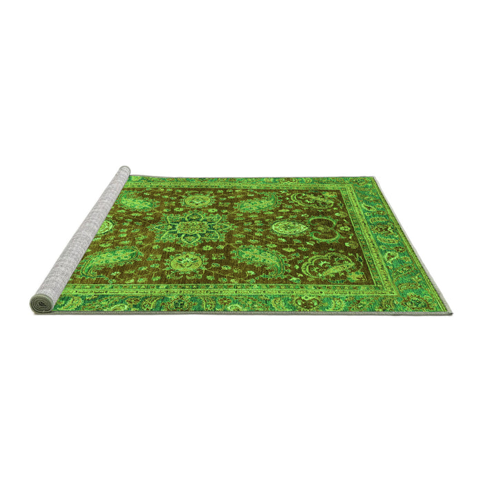 Sideview of Machine Washable Abstract Green Modern Area Rugs, wshabs3735grn