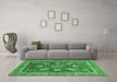 Machine Washable Abstract Emerald Green Modern Area Rugs in a Living Room,, wshabs3735emgrn